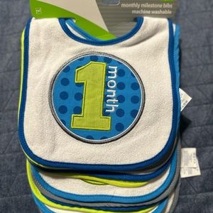 🆕 12-pack Bibsters Monthly Milestone Bibs for babies